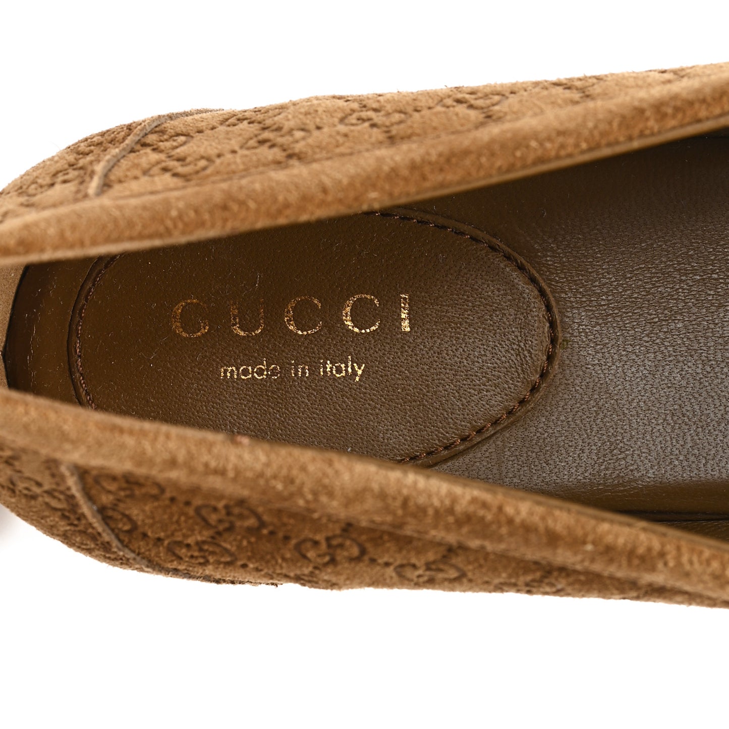 Suede Micro GG Horsebit Womens Kensington Moccasin Loafers 37 Cuoio