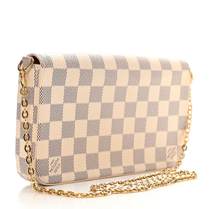 Louis Vuitton Damier Azur Pochette Felicie Chain Wallet Rose Ballerine 4 of 17