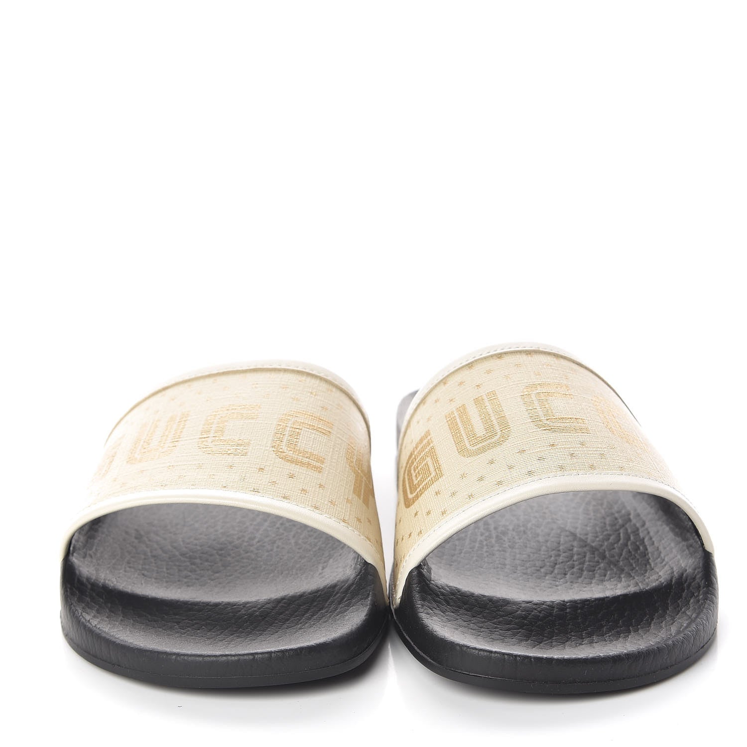 Gucci X SEGA Supreme Canvas GUCCY Stars Womens Slide Sandals 38 Mystic White Gold 2 of 7