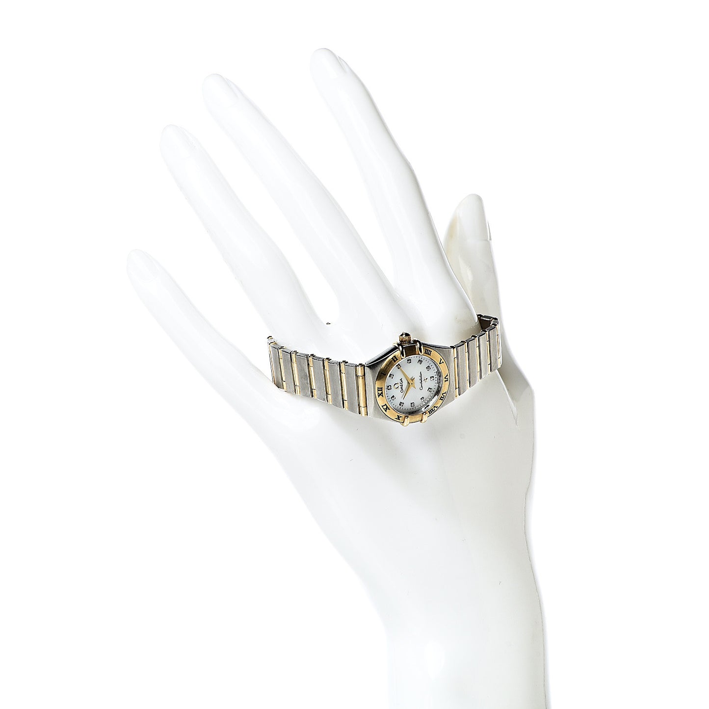 Stainless Steel 18K Yellow Gold Diamond Mother of Pearl 22mm Constellation Quartz Watch 1262.75.00