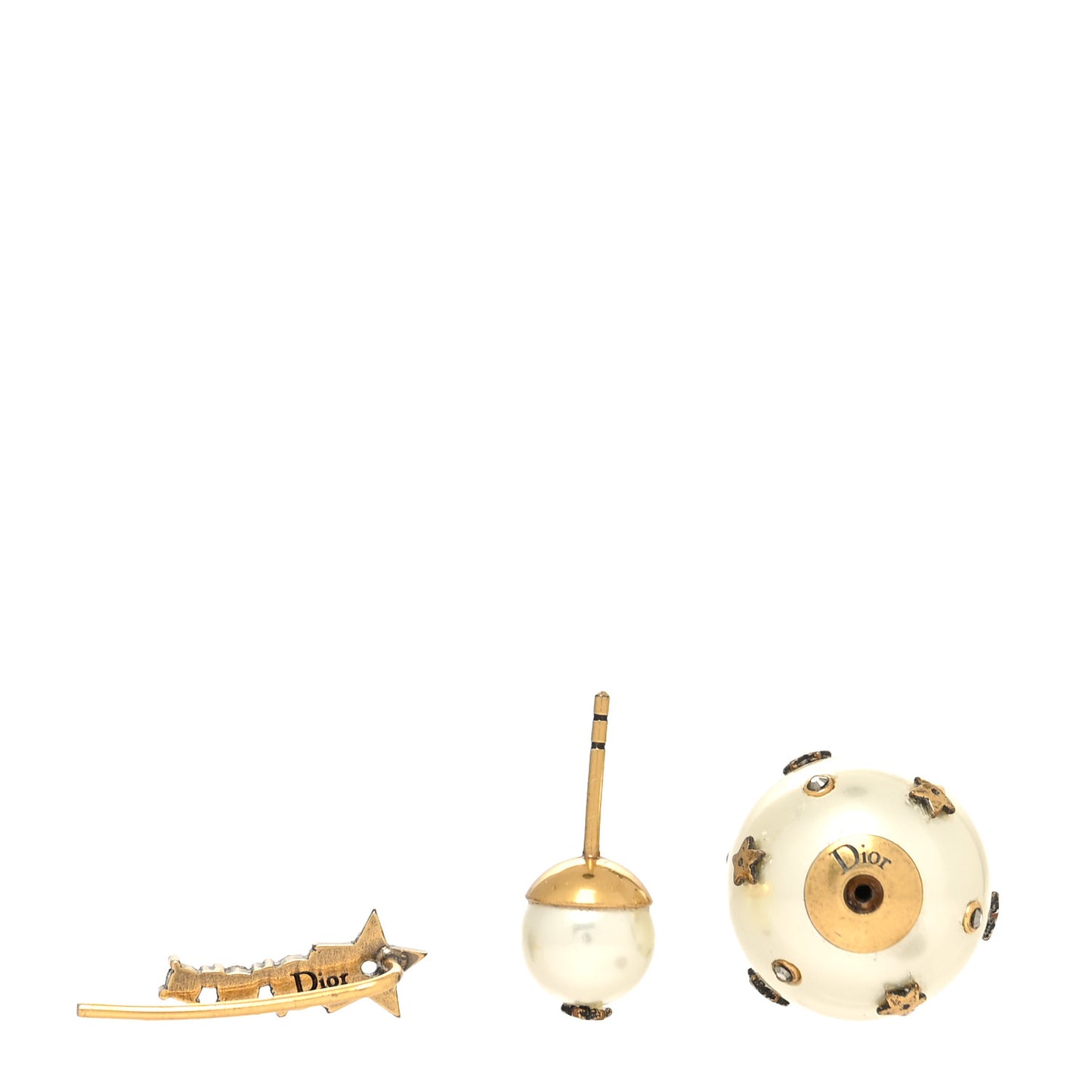 Pearl Mini Stars Tribales Climber Earrings Gold