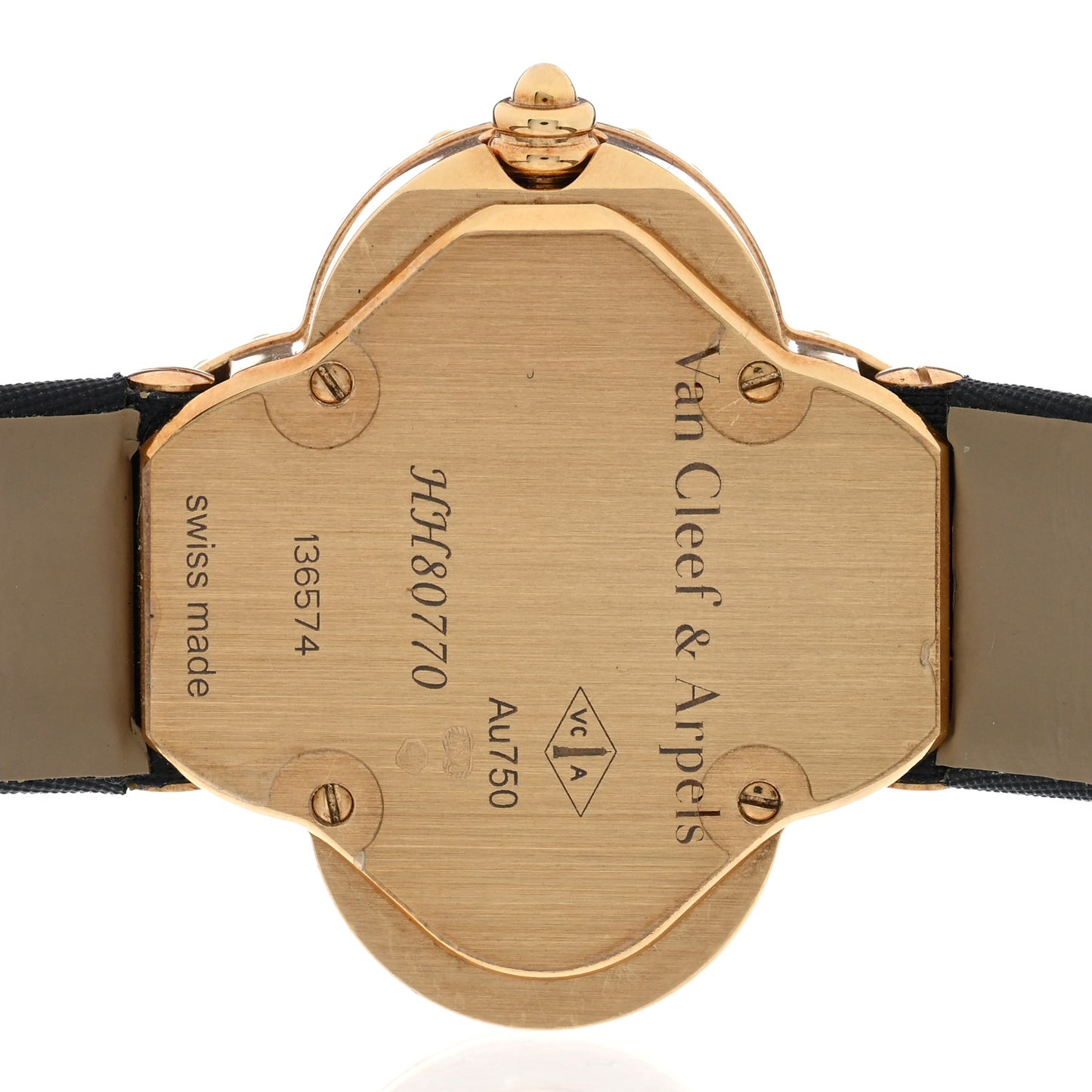 18K Yellow Gold Satin Onyx 26mm Alhambra Quartz Watch