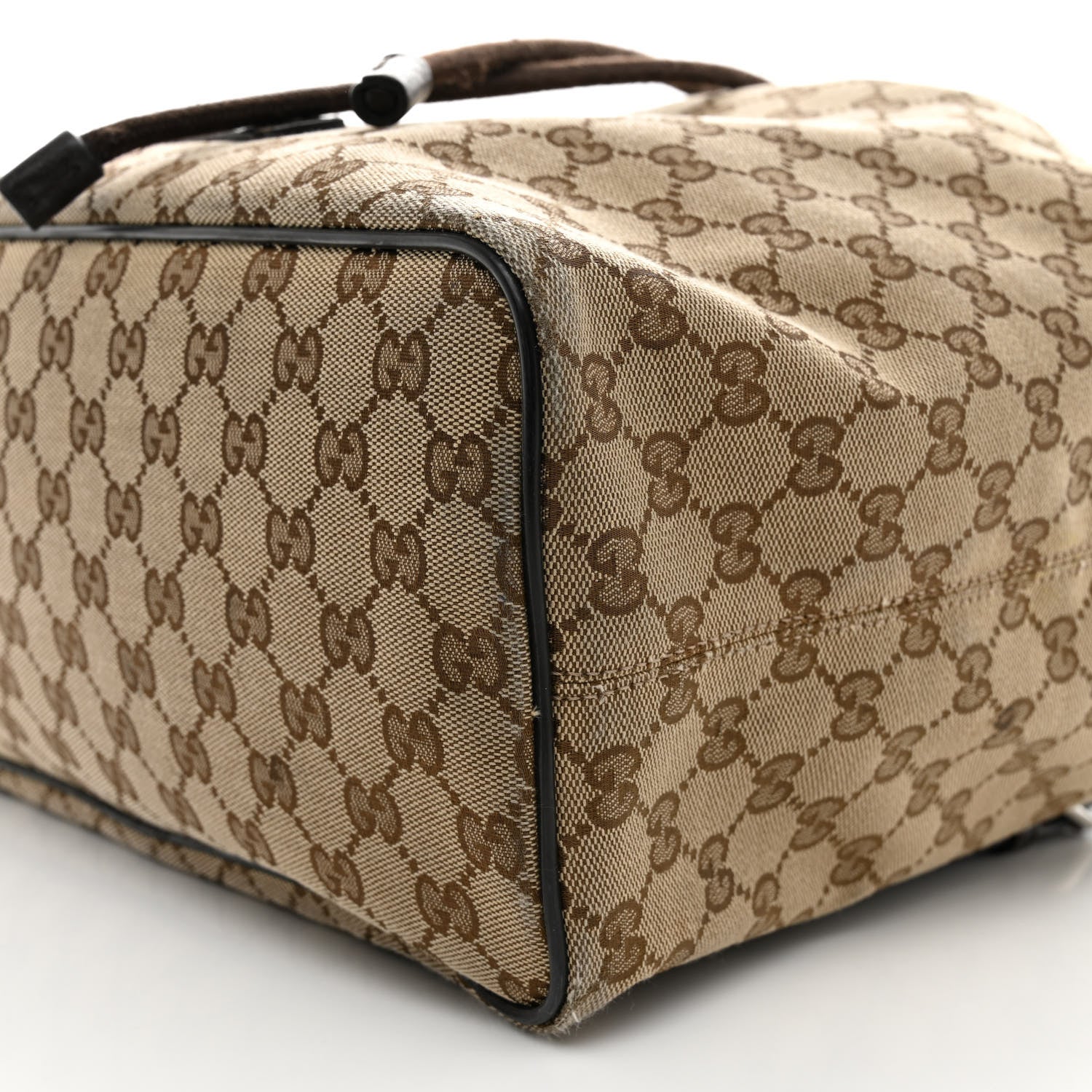Gucci Monogram Dollar Calfskin O Drawstring Backpack Beige Ebony Testa di Moro Dark Chocolate 10 of 12