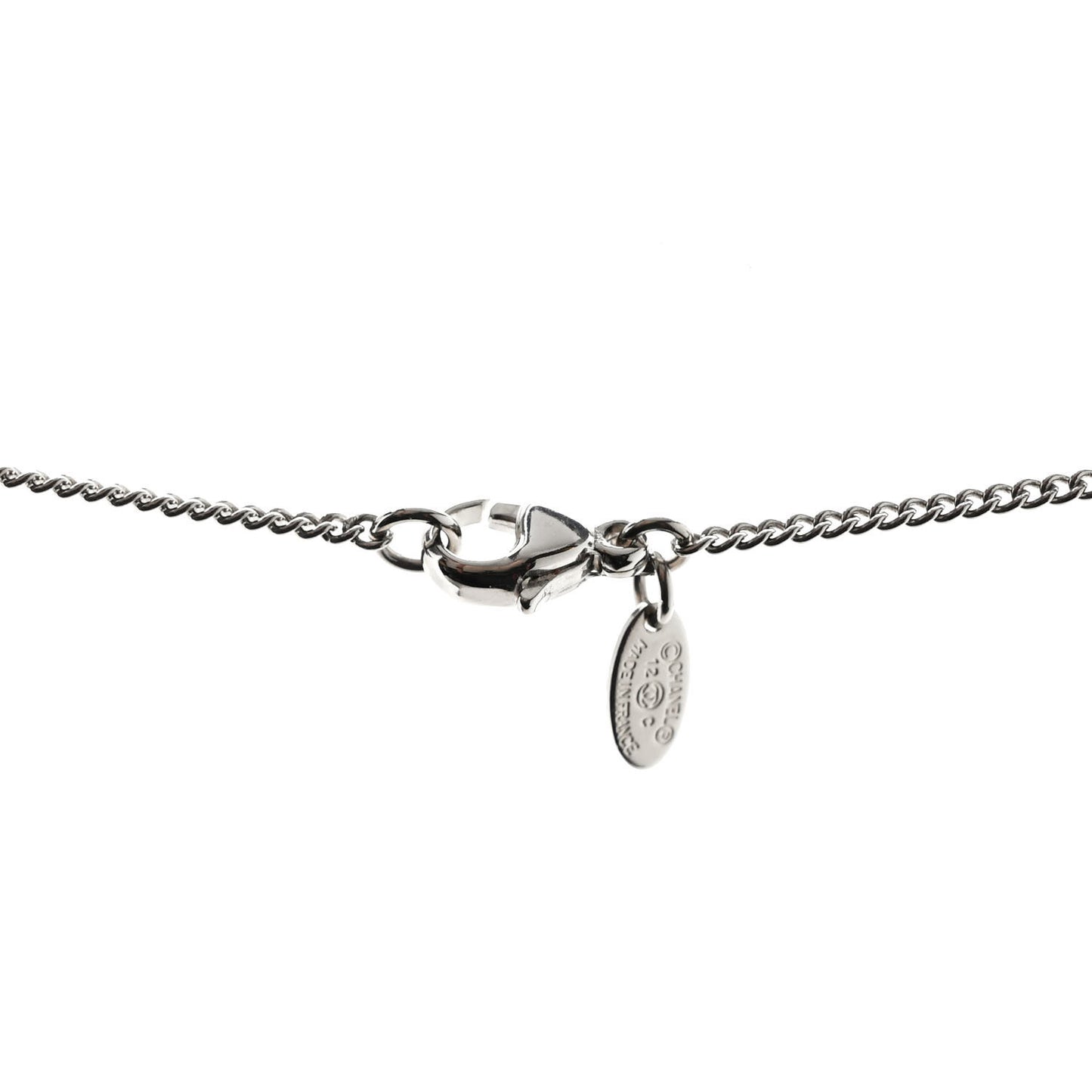 Crystal CC Pendant Necklace Silver