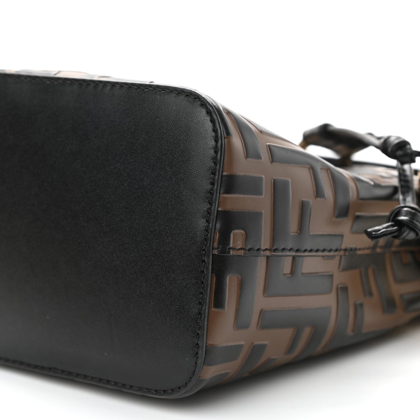 Vitello Liberty F is Fendi Bi-Color FF 1974 Embossed Mini Mon Tresor Bucket Bag Maya Black