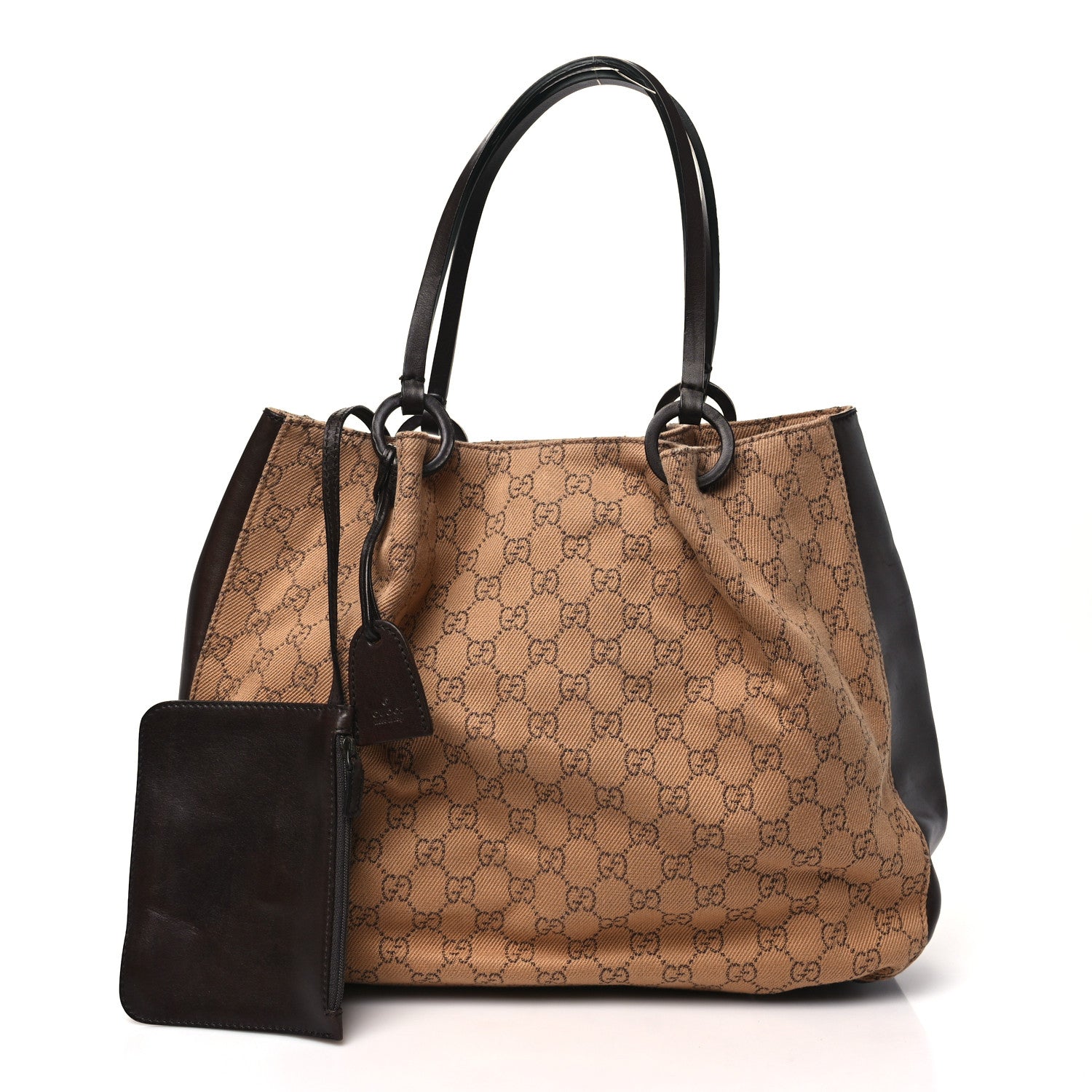 Gucci Denim Monogram Calfskin Tote Dark Brown 2 of 12