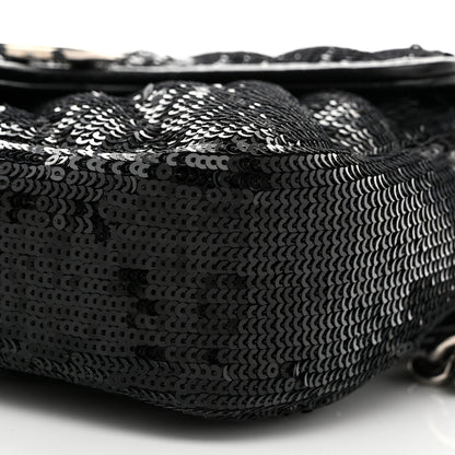 Gucci Sequin Matelasse Diagonal Mini GG Marmont Shoulder Bag Black 10 of 10