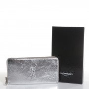 Saint Laurent Metallic Calfskin Belle De Jour Zip Around Wallet Moon 14 of 14