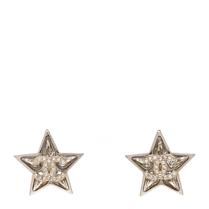 Chanel Crystal CC Star Earrings Silver 1 of 5