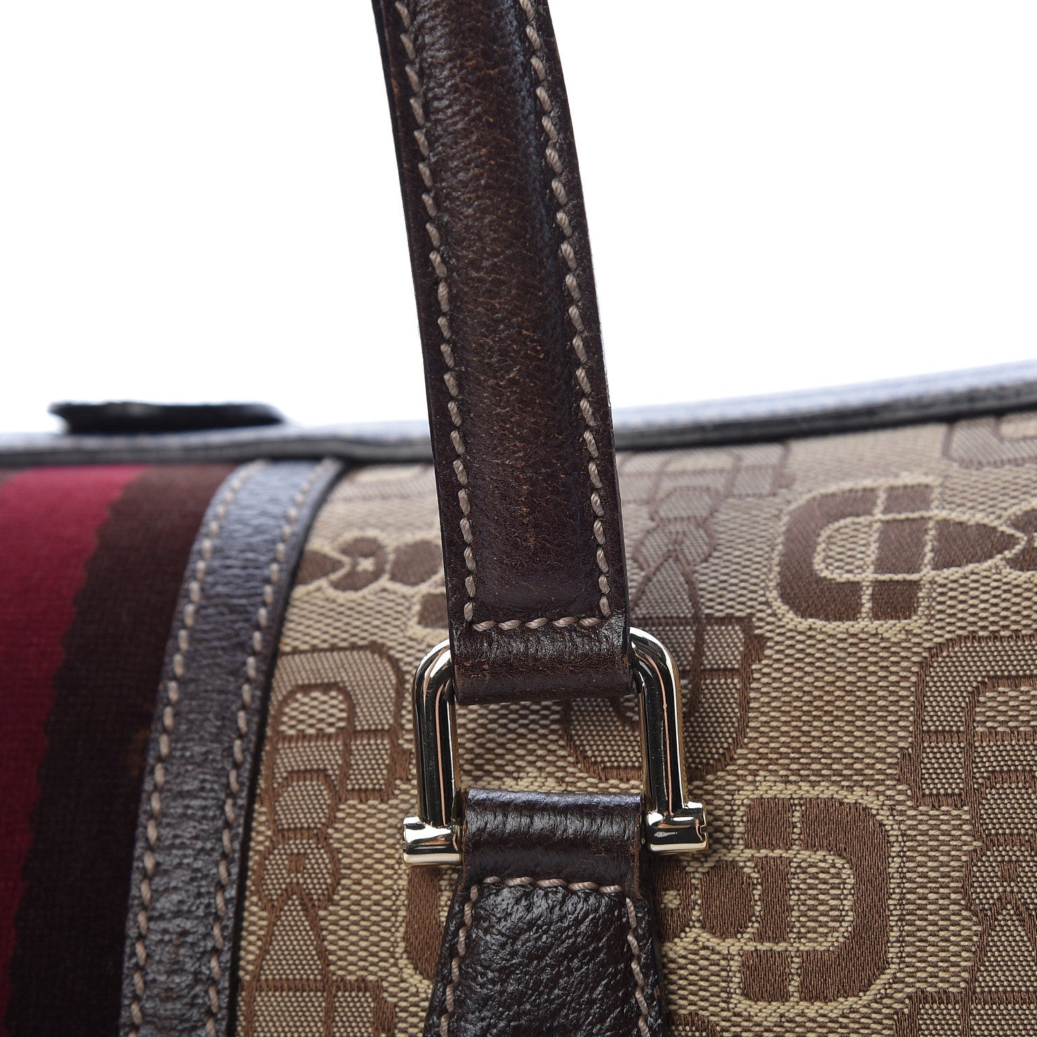 Gucci Horsebit Canvas Large Treasure Boston Tote Dark Brown 20 of 24