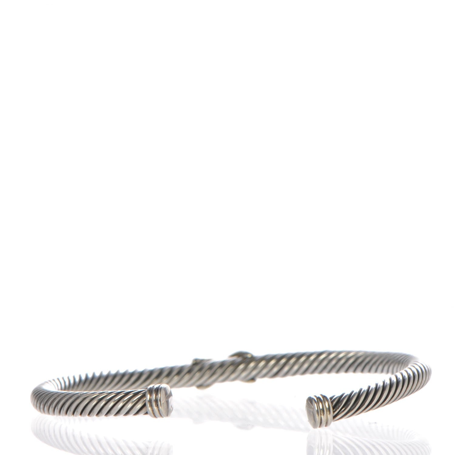 David Yurman Sterling Silver 18K Yellow Gold 4mm X Station Cable Bracelet 3 of 5