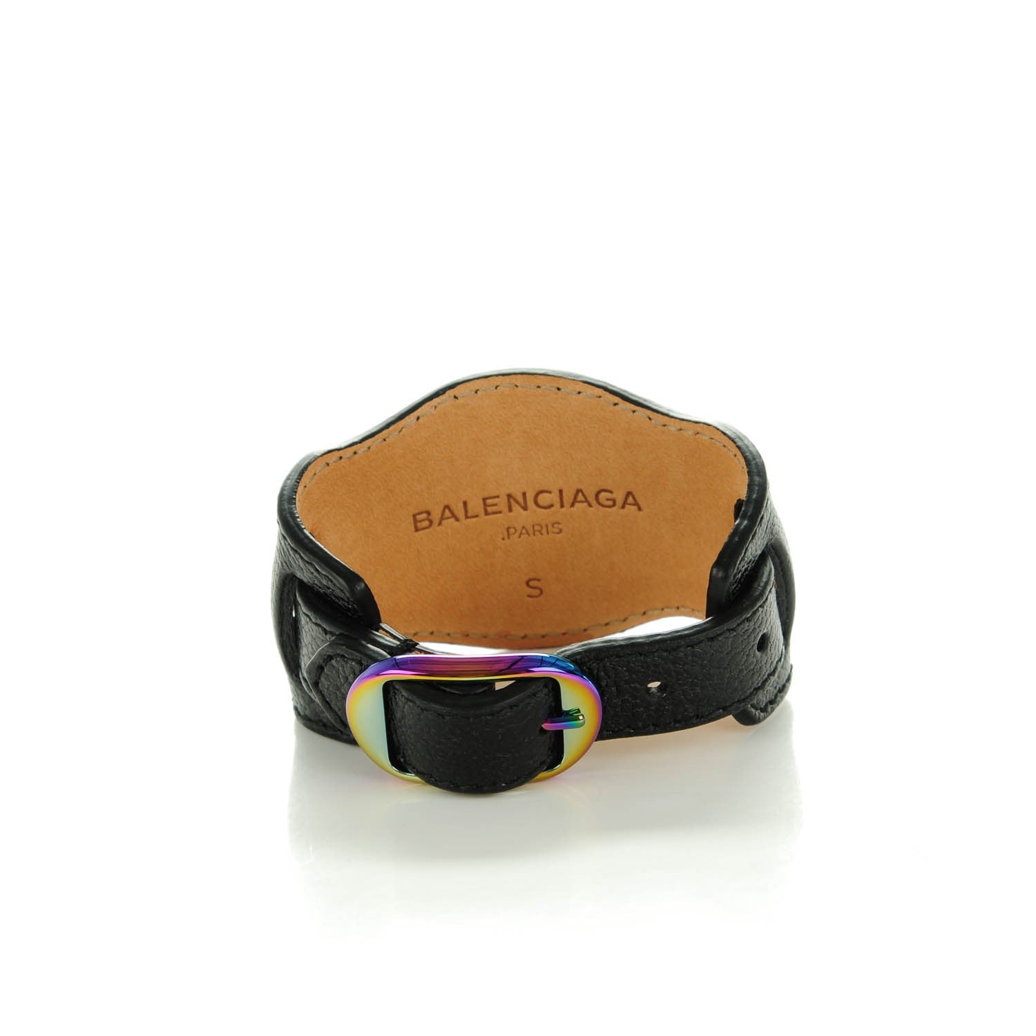 Balenciaga Chevre Iridescent Metallic Edge Hardware Bracelet S Black 3 of 8