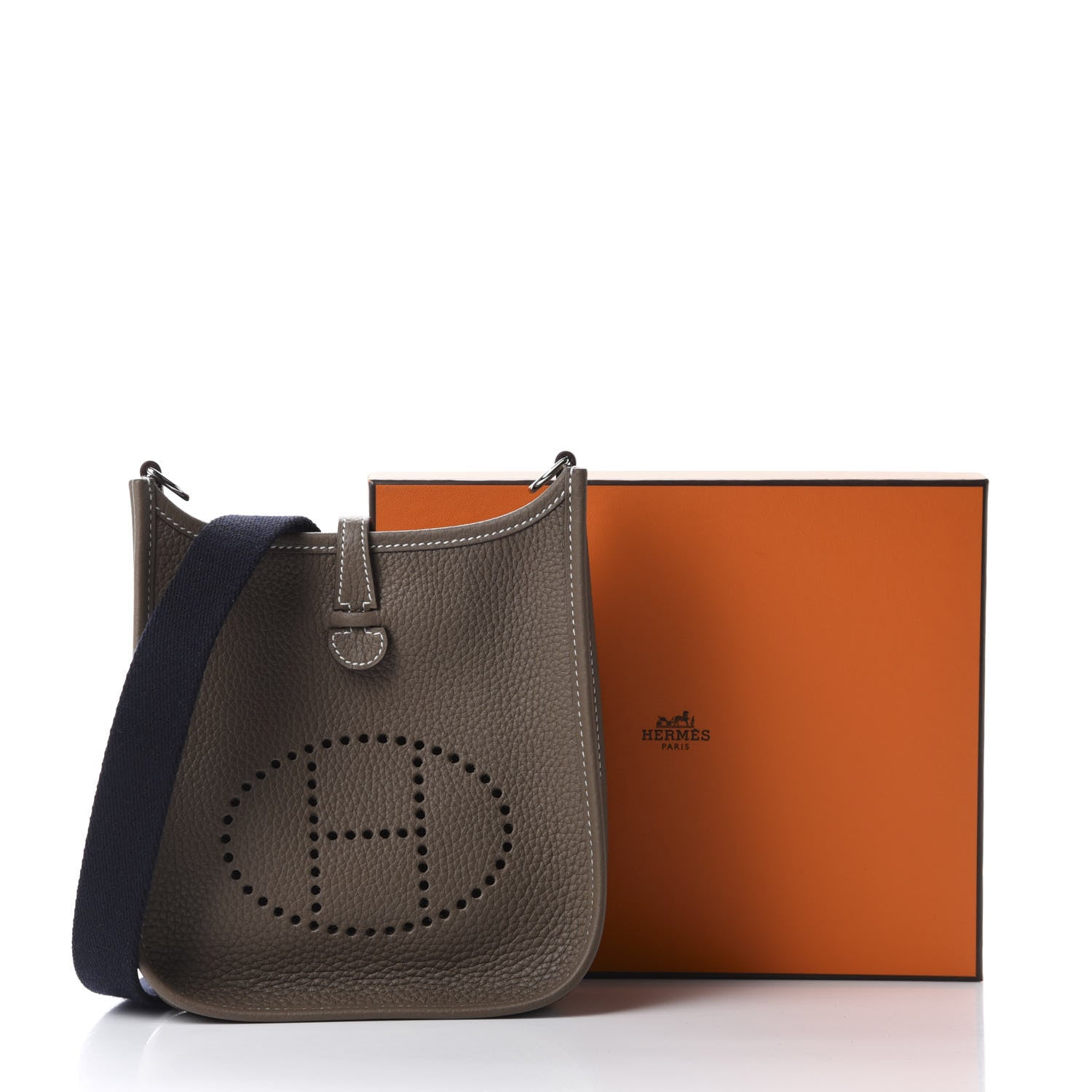 Hermes Taurillon Clemence Amazone Evelyne TPM Etoupe Bleu Indigo 11 of 11