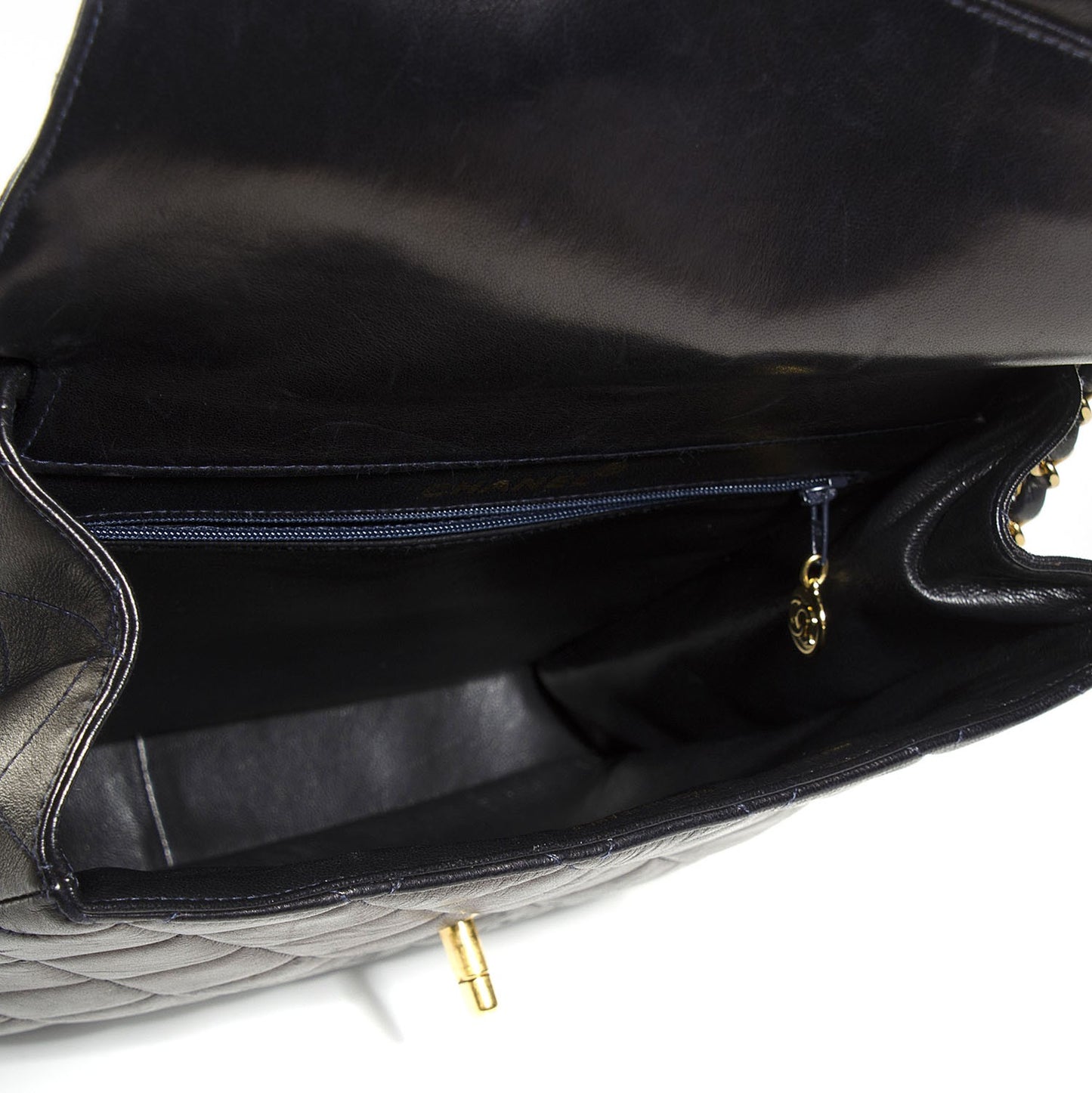 Lambskin Double Sided Flap Bag Navy