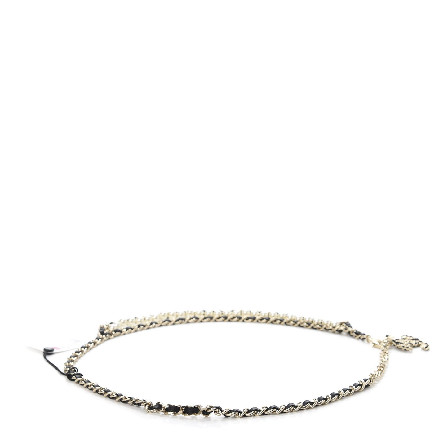 Lambskin Pearl Chain CC Fancy Belt 75 Black Gold