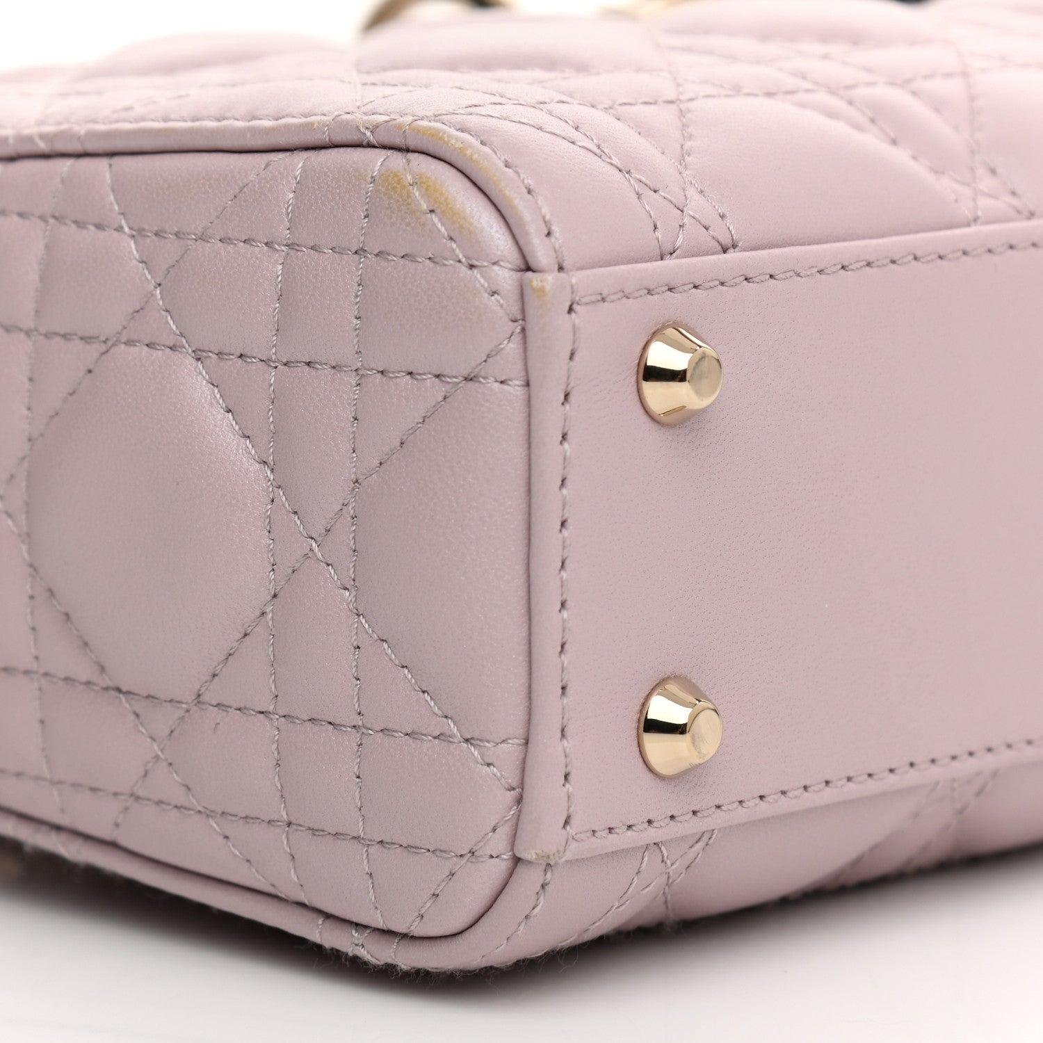 Christian Dior Metallic Lambskin Cannage Mini Lady Dior Lotus 16 of 21