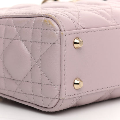 Christian Dior Metallic Lambskin Cannage Mini Lady Dior Lotus 16 of 21