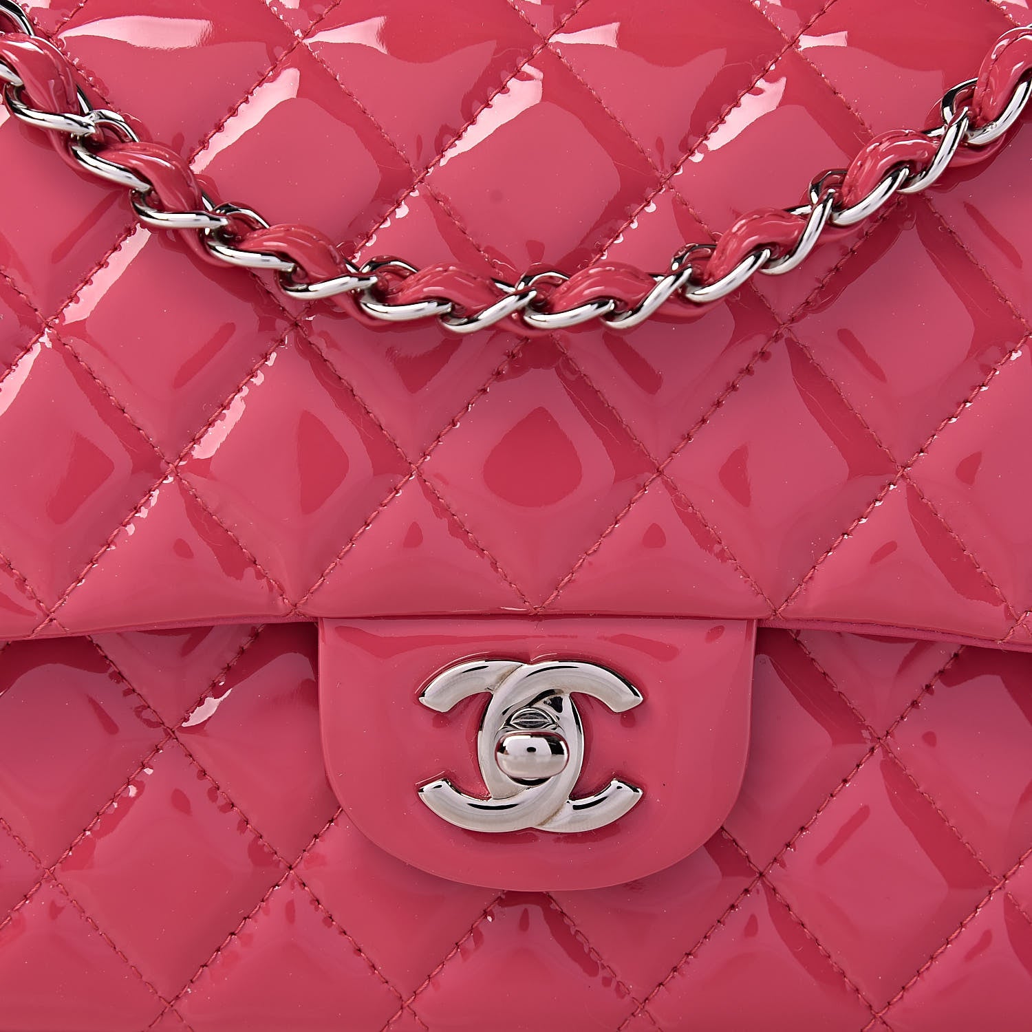 Chanel Patent Quilted Medium Double Flap Fuchsia 8 of 12