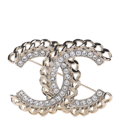 Chanel Crystal Chain CC Brooch Gold 1 of 5