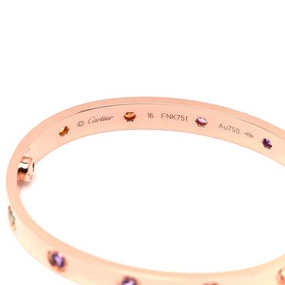 Cartier 18K Pink Gold Sapphire Garnet Amethyst LOVE Bracelet 16 4 of 6
