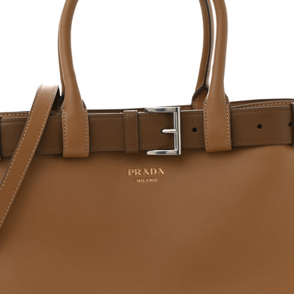 Prada Soft Grained Calfskin Vitello Daino Large Buckle Bag Caramello 8 of 13
