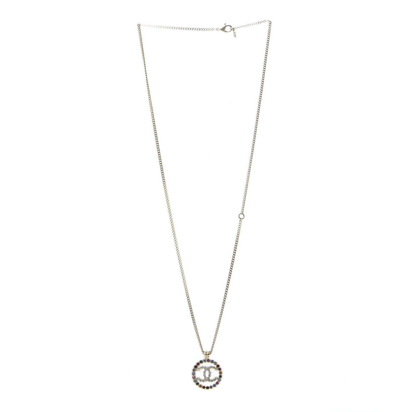 Crystal Over The Rainbow CC Pendant Necklace Gold Multicolor