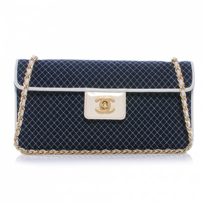 Chanel Patent Jersey Quilted Small Flap Navy Blue 1 of 9