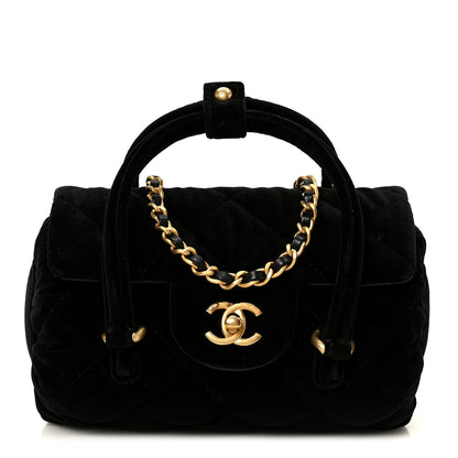 Chanel Velvet Quilted Mini Top Handle Flap Black 1 of 13