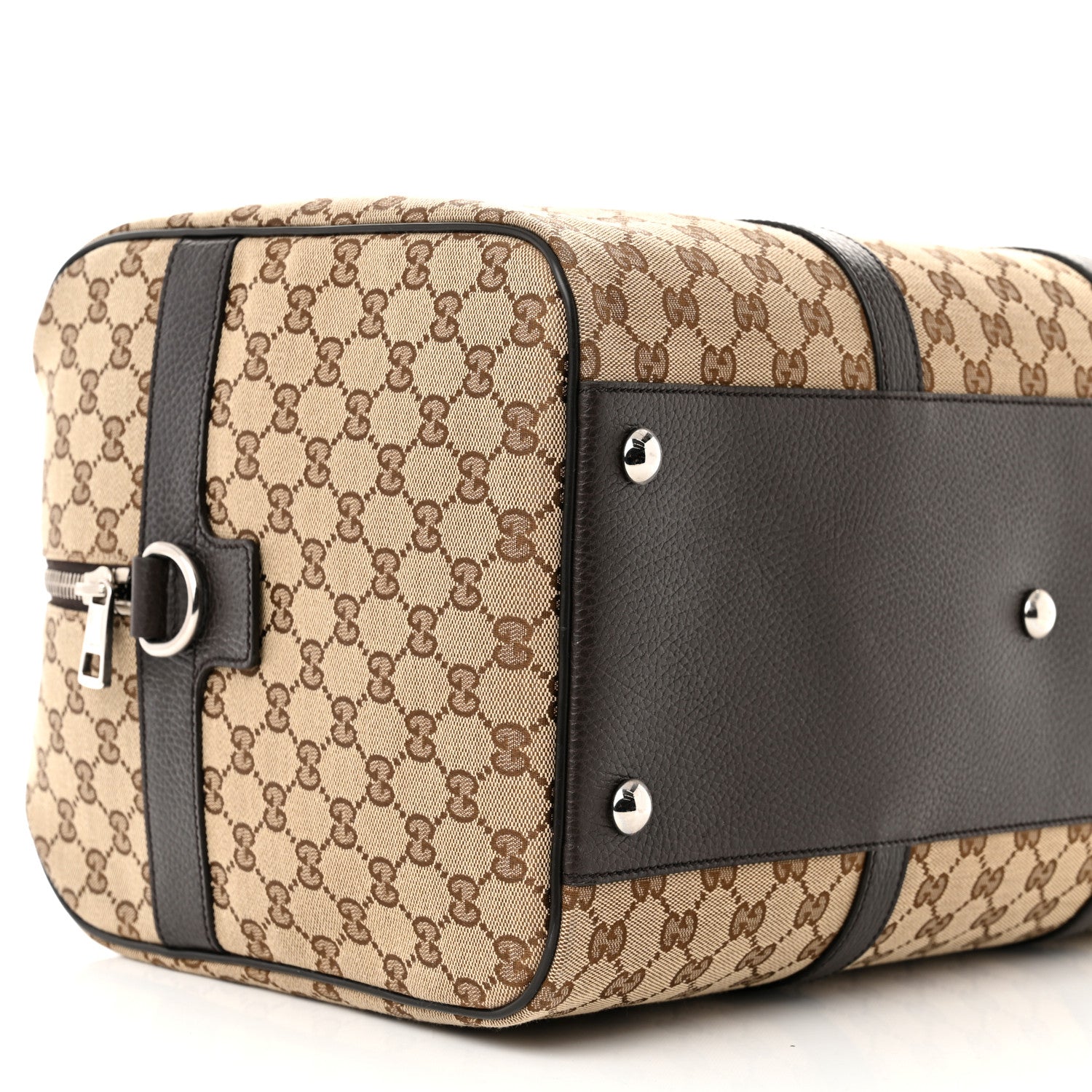 Gucci Monogram Dollar Calfskin Boston Duffle Bag Beige Ebony Testa di Moro Marrone Scuro 8 of 9