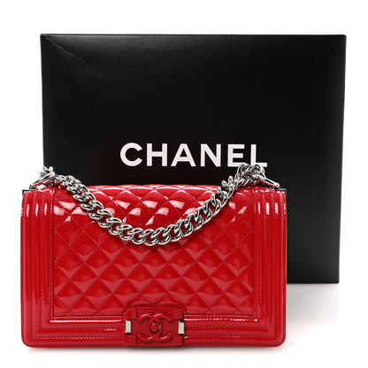 Chanel Patent Calfskin Quilted Medium Plexiglass Boy Flap Red 11 of 11