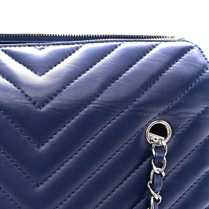 Chanel Lambskin Chevron Quilted Small Surpique Tote Dark Blue 11 of 11