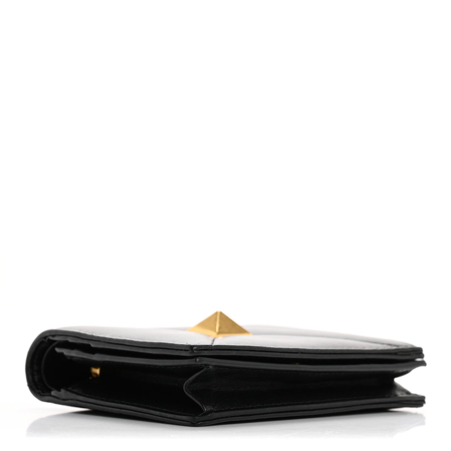 Nappa Roman Stud Small Flap Wallet Black