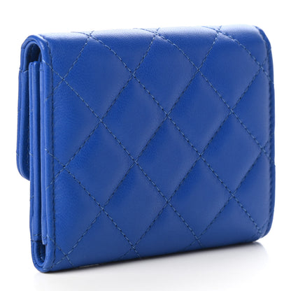 Chanel Lambskin Quilted Compact Flap Wallet Blue 3 of 7