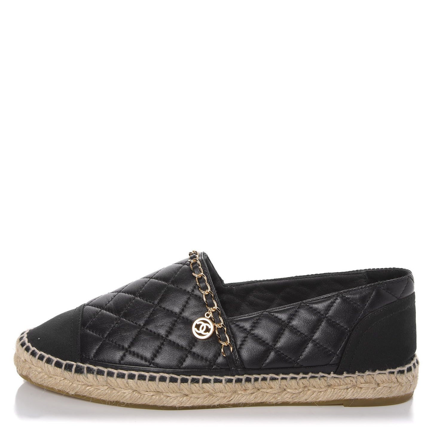 Lambskin Quilted CC Chain Espadrilles 41 Black