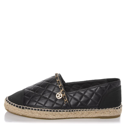 Chanel Lambskin Quilted CC Chain Espadrilles 41 Black 1 of 10