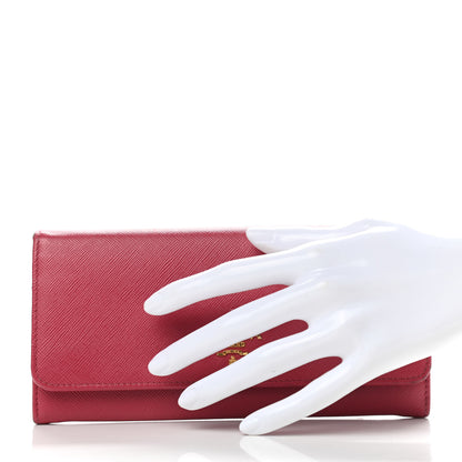 Prada Saffiano Metal Flap Wallet Peonia 2 of 12