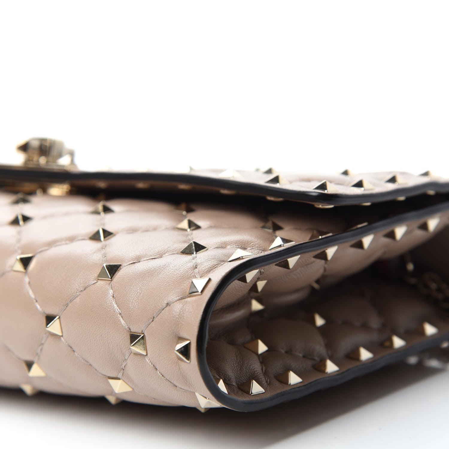 Valentino Garavani Lambskin Rockstud Spike Wallet on Chain Poudre 7 of 10
