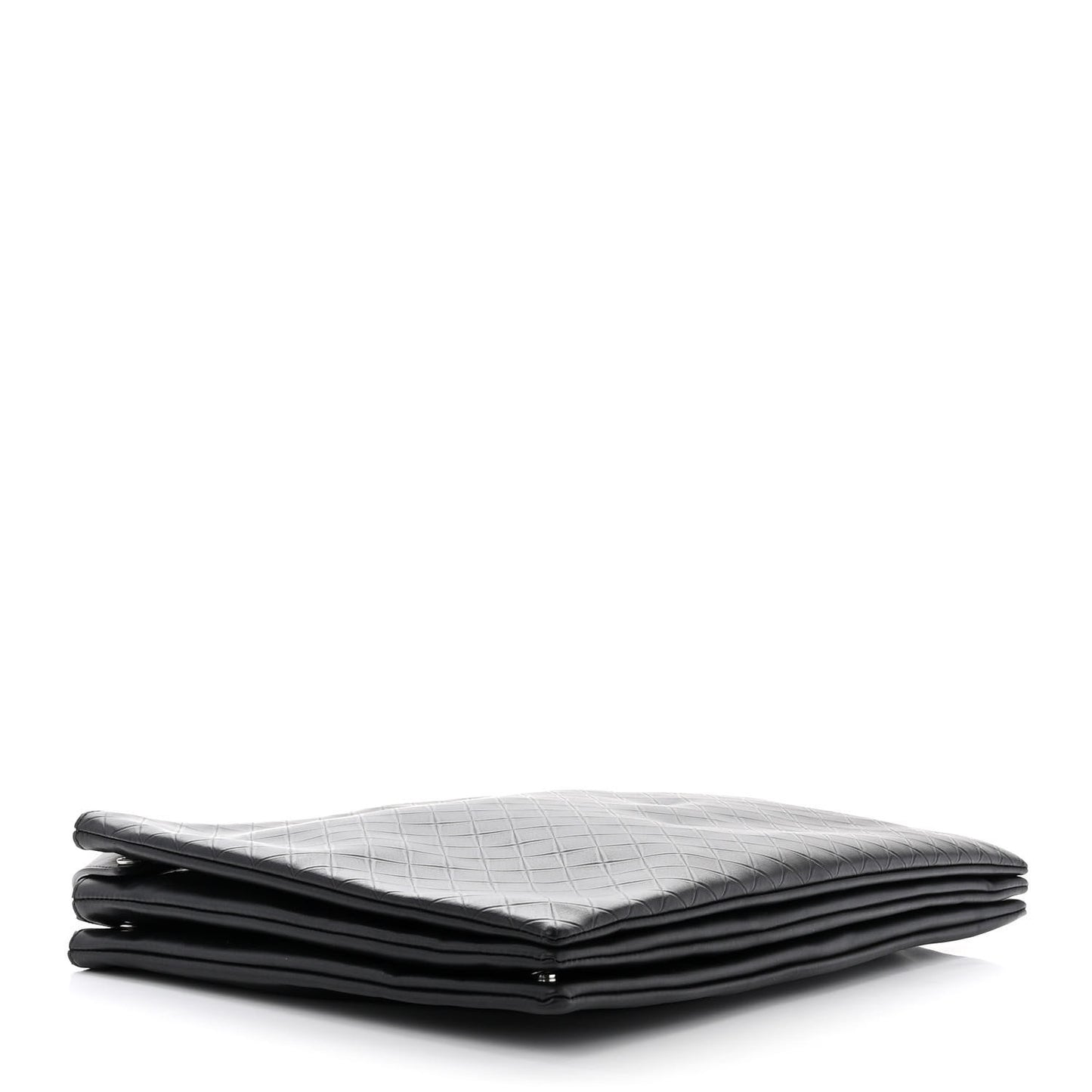 Intrecciato Embossed Triple Zip Messenger Bag Black