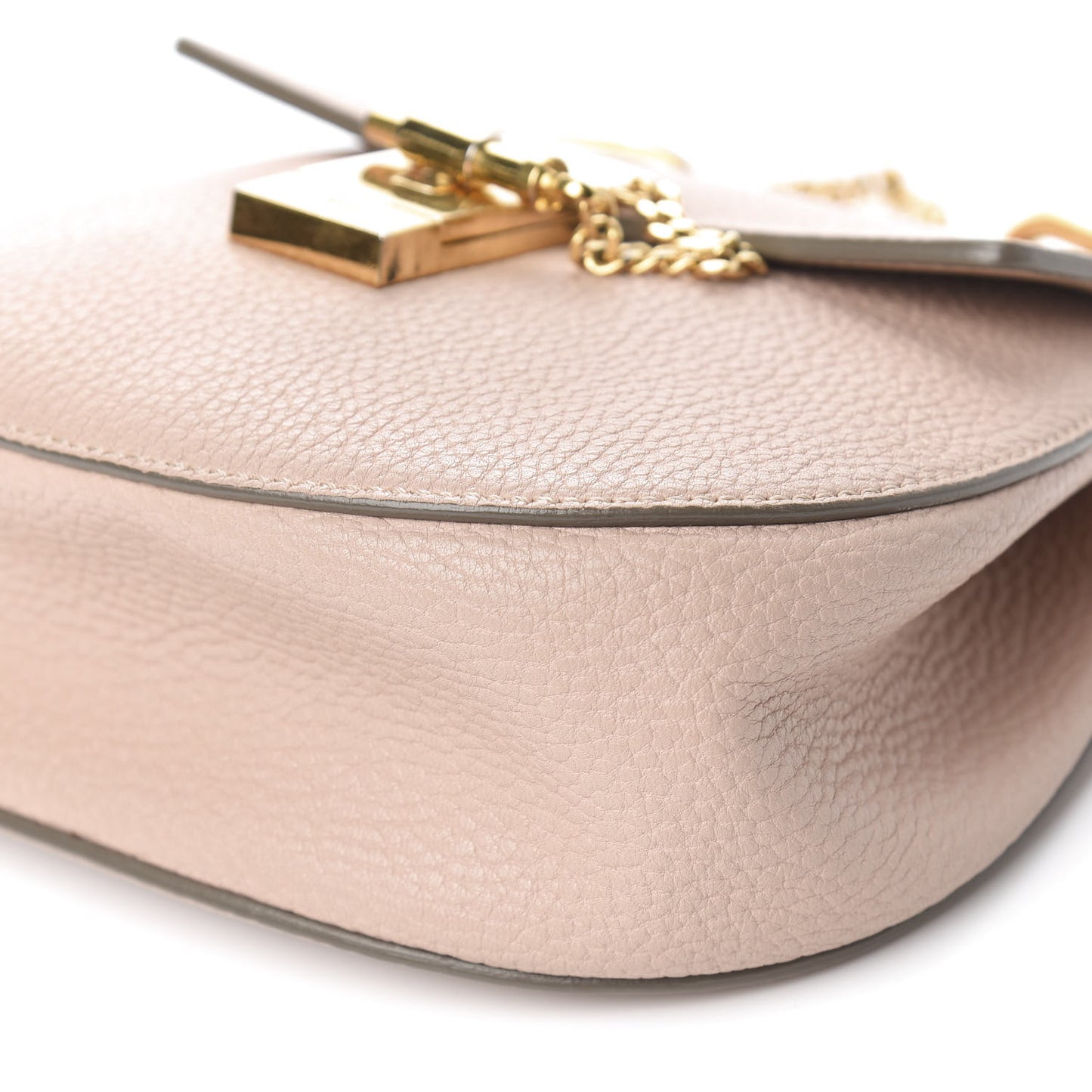 Grained Lambskin Mini Drew Shoulder Bag Cement Pink