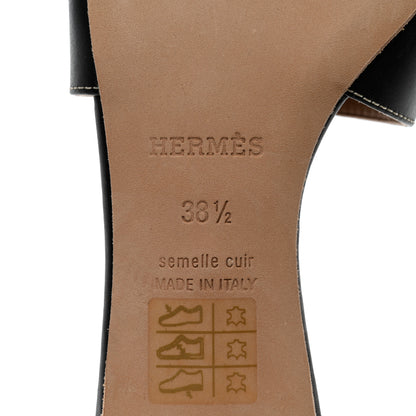 Hermes Calfskin Oasis Sandals 38.5 Black 8 of 12
