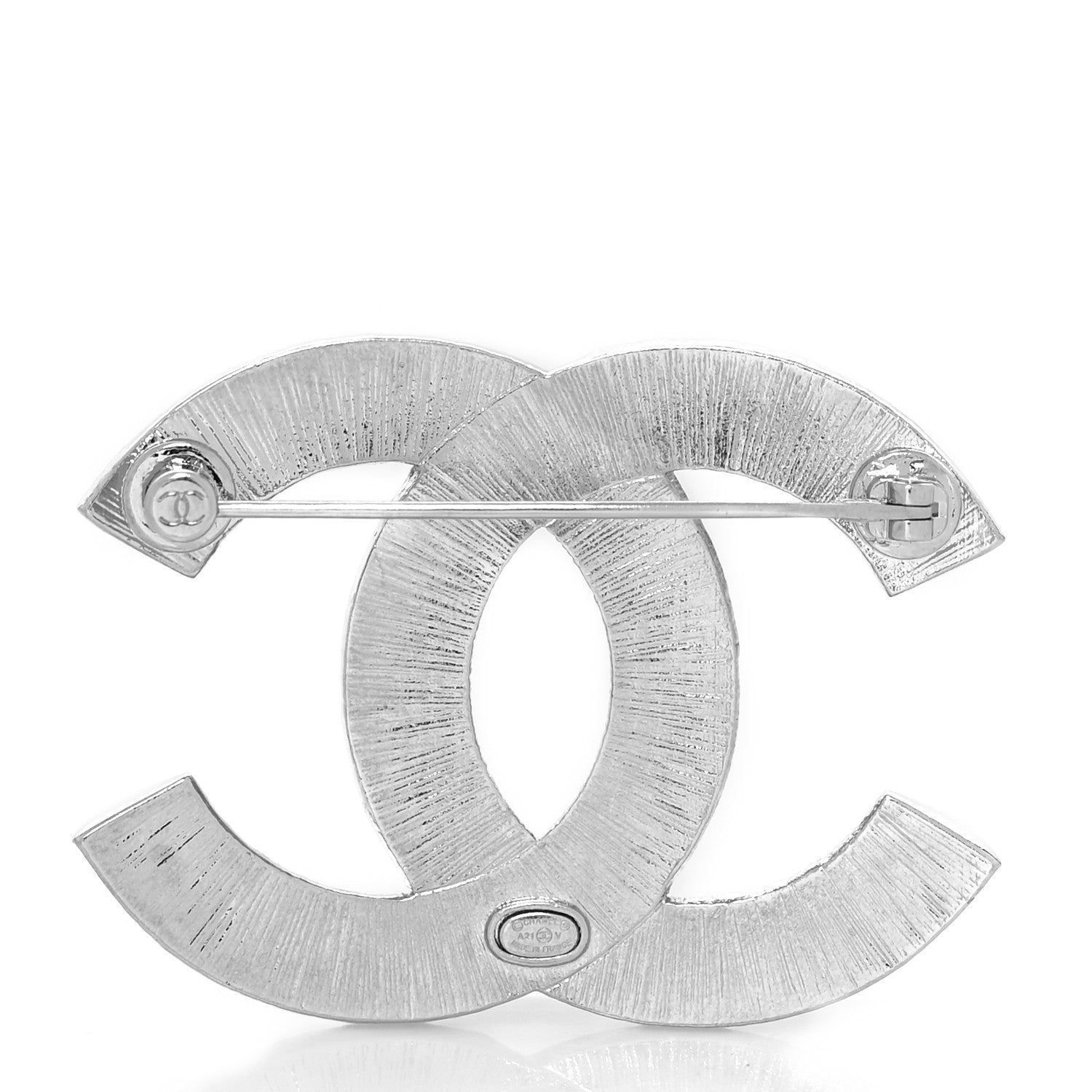 Chanel Baguette Crystal CC Brooch Silver 3 of 4