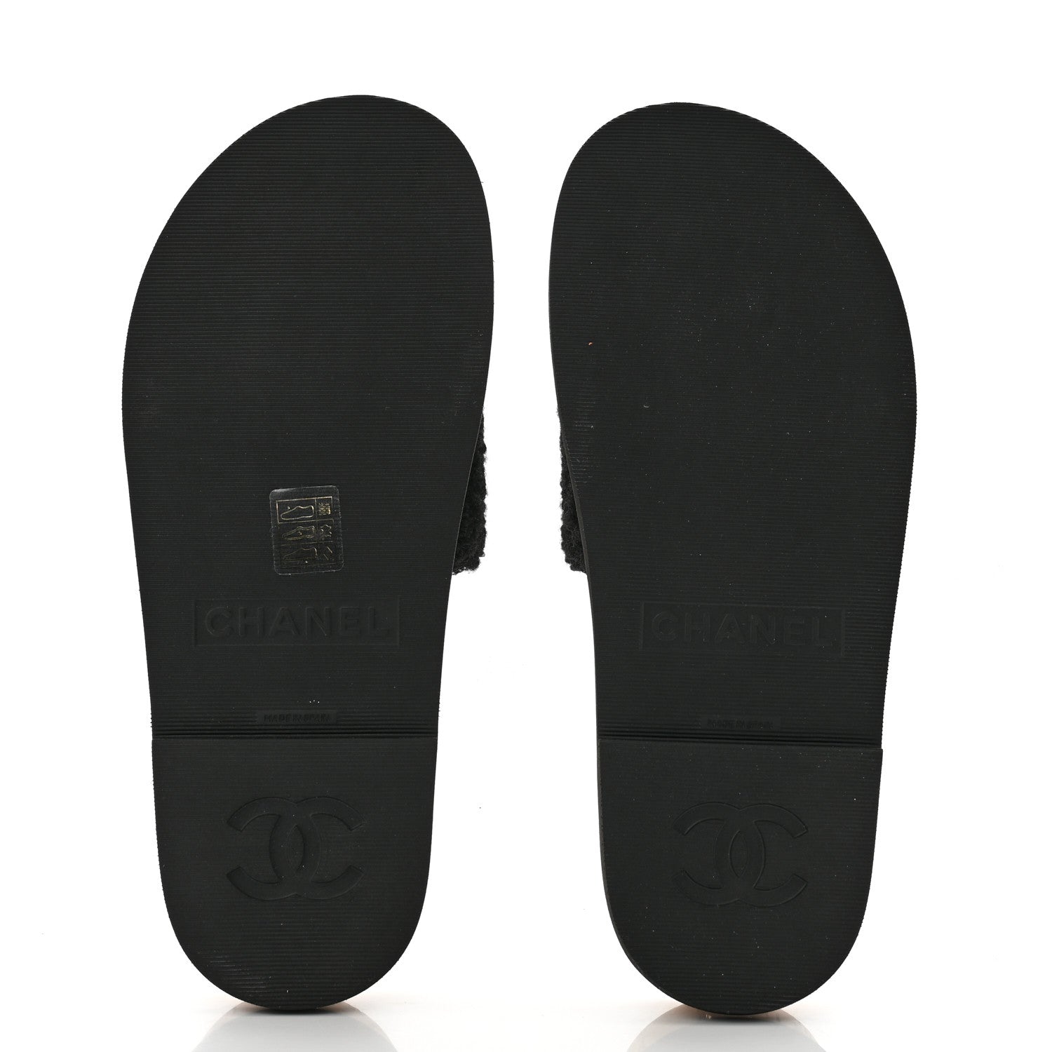 Chanel Fabric Pearl Cork CC Slip On Sandals 38 Black 5 of 9