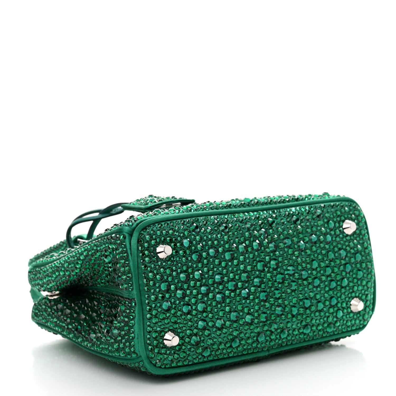 Prada Satin Crystal Mini Galleria Double Zip Tote Mango 4 of 11