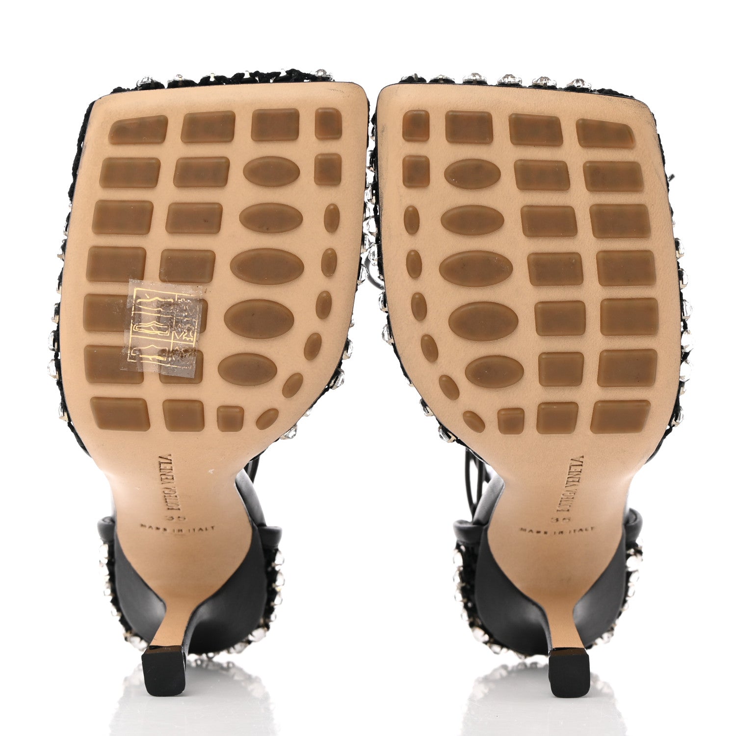 Bottega Veneta Mesh Nappa Crystal Embellished Sparkle Stretch Ankle Tie Sandals 35 Black 5 of 12