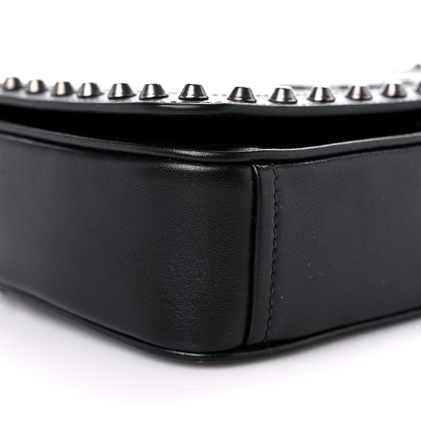 Glace Calfskin Studded Crossbody Black