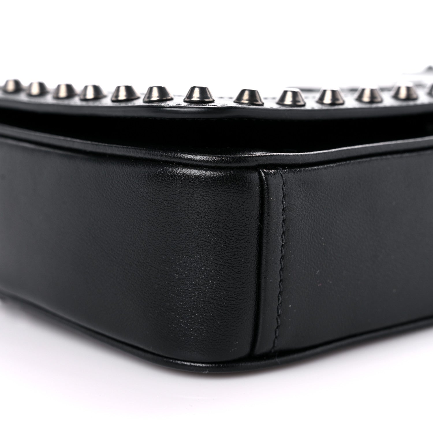 Prada Glace Calfskin Studded Crossbody Black 7 of 9