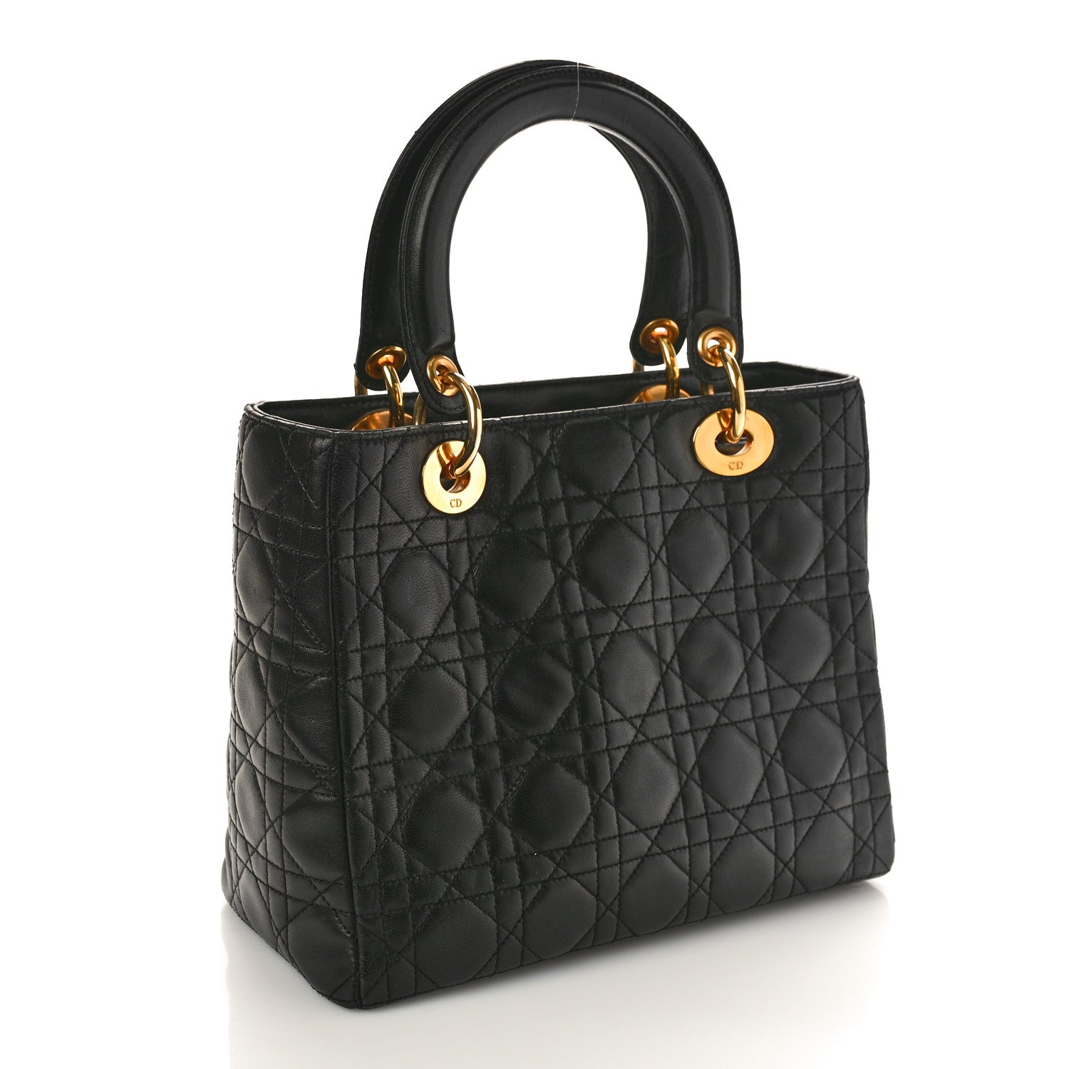Christian Dior Lambskin Cannage Medium Lady Dior Black 2 of 11