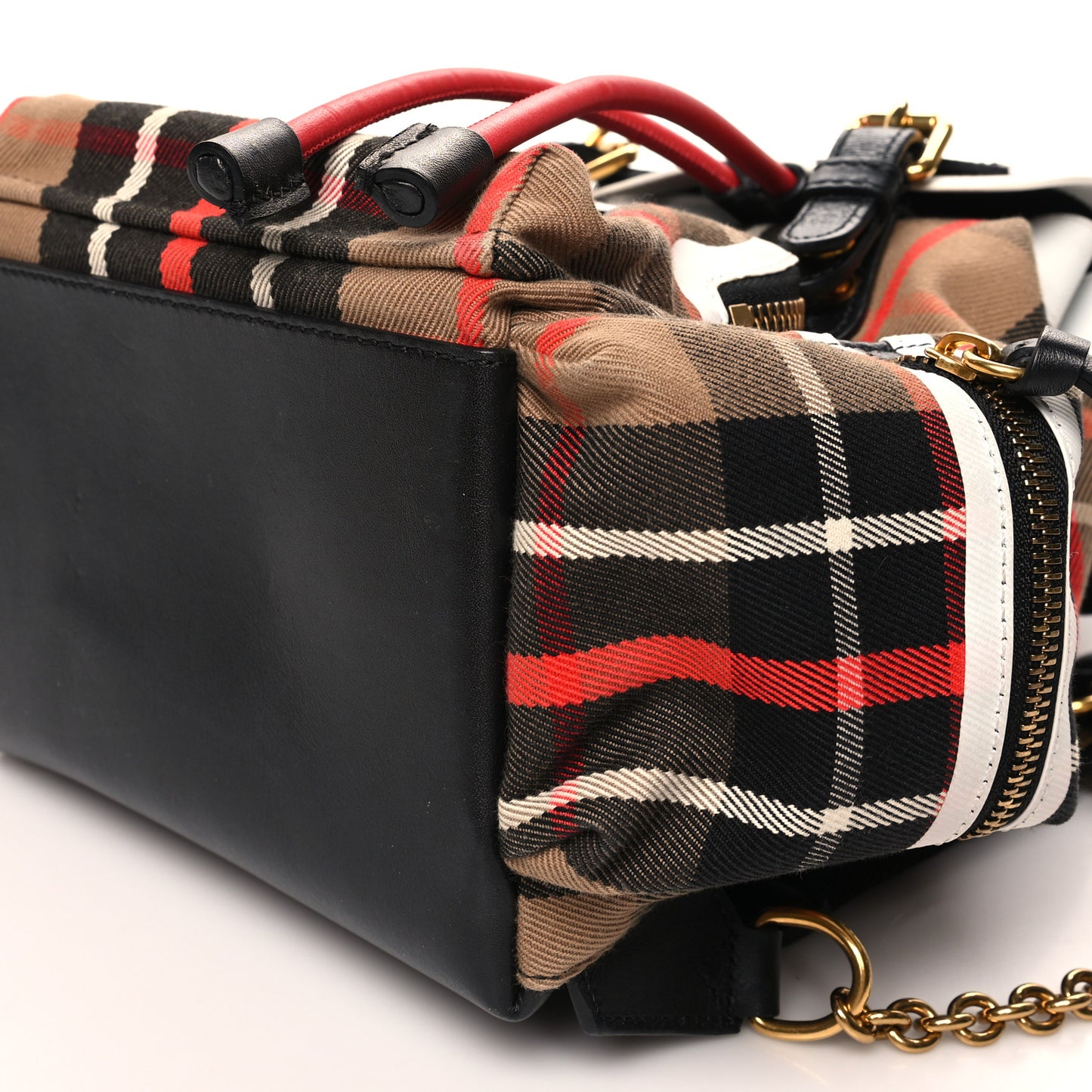 Cotton Check Small Rucksack Backpack Caramel