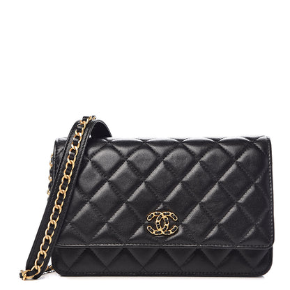 Chanel Lambskin Quilted Infinity Wallet On Chain WOC Black 1 of 12