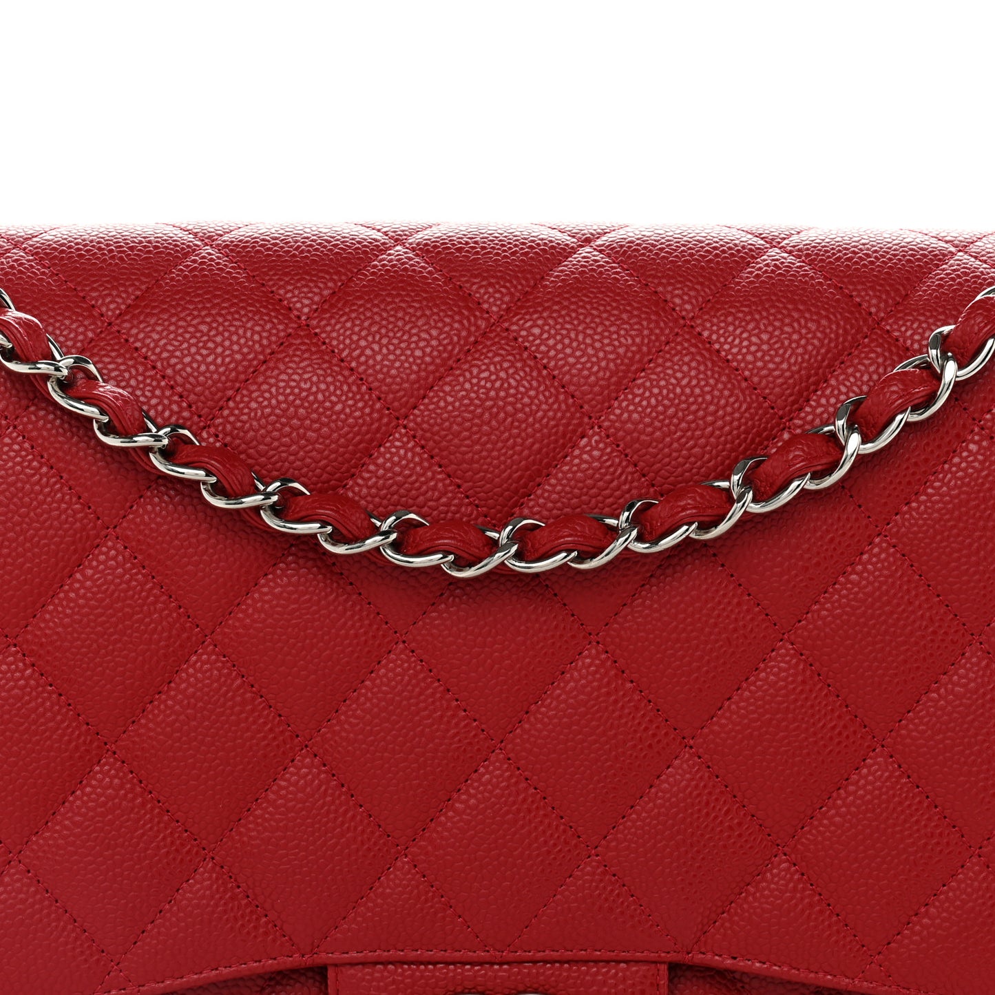 Caviar Quilted Maxi Single Flap Red